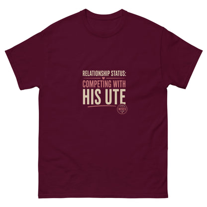 Competing With His Ute tee - Maroon mockup