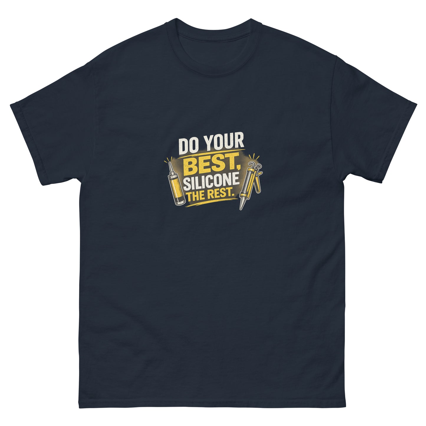 Do Your Best, Silicone the Rest tee - Navy mockup