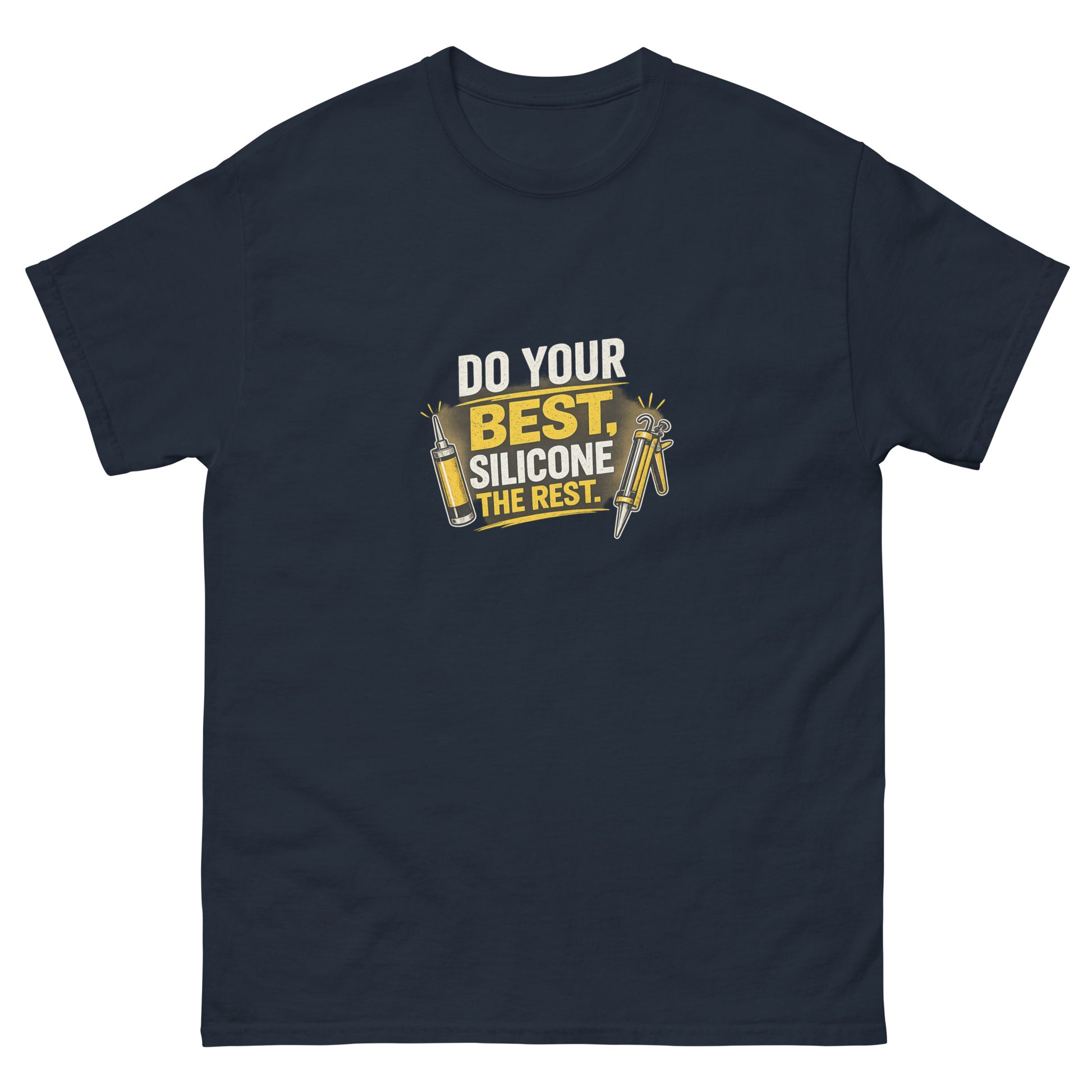 Do Your Best, Silicone the Rest tee - Navy mockup