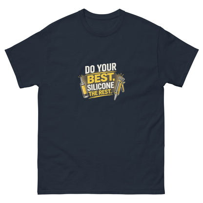 Do Your Best, Silicone the Rest tee - Navy mockup