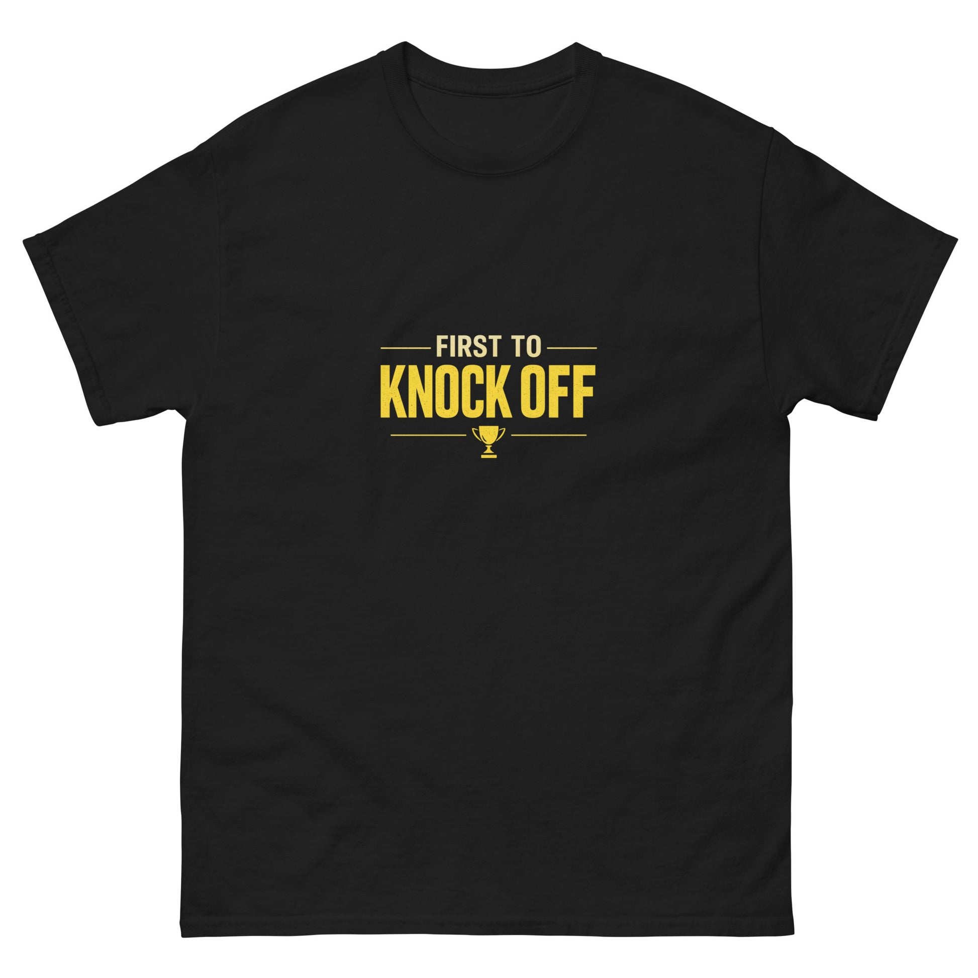 First to Knock Off tee - Black mockup