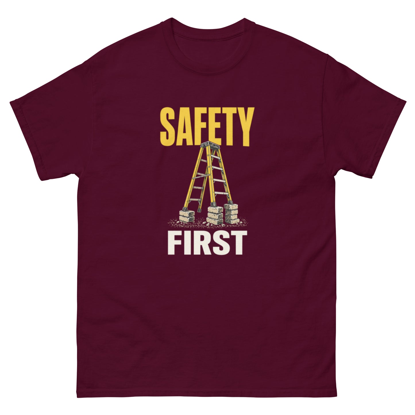 Safety First tee - Maroon mockup