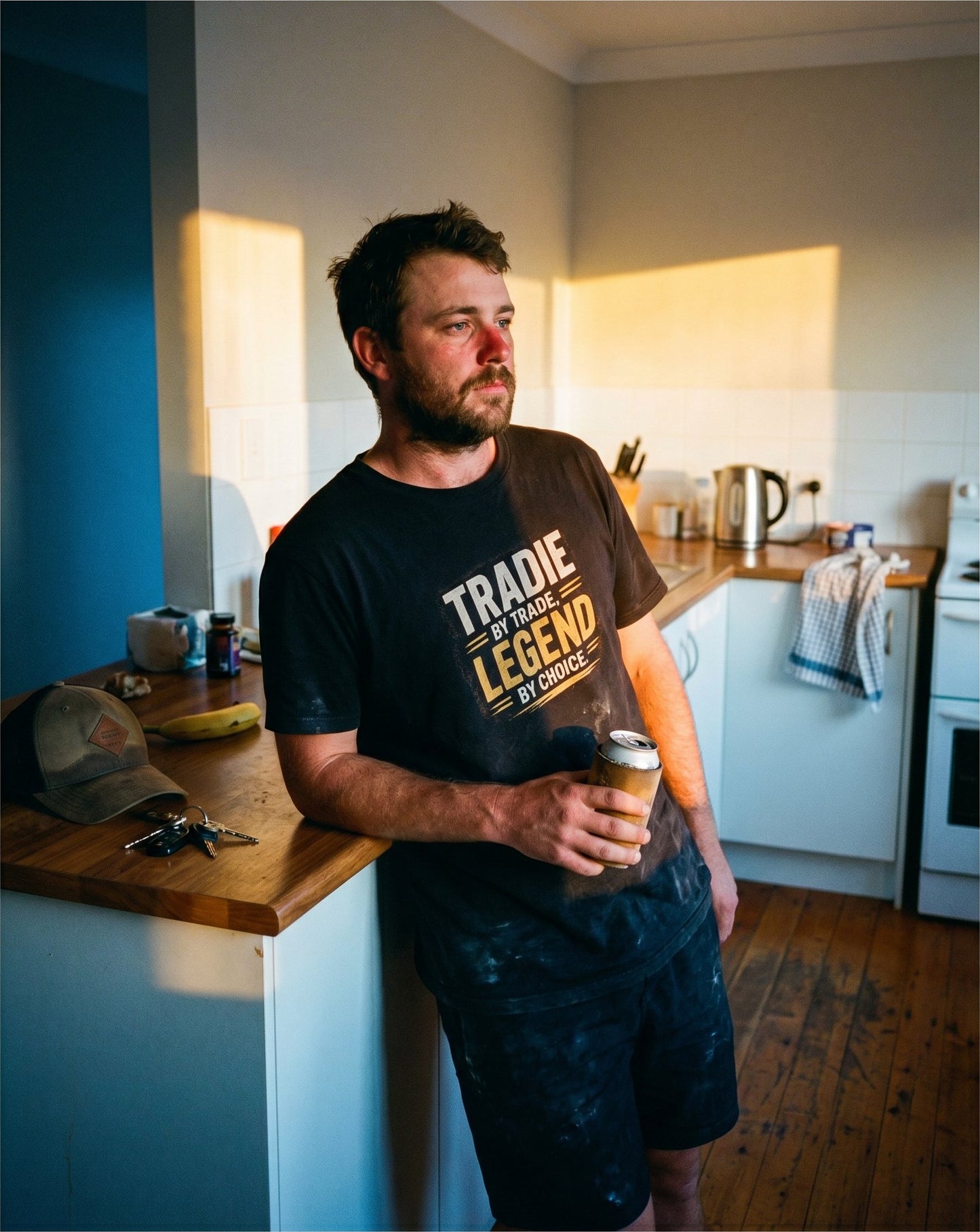 Tradie by Trade, Legend by Choice tee — Australian tradie — interieur shot