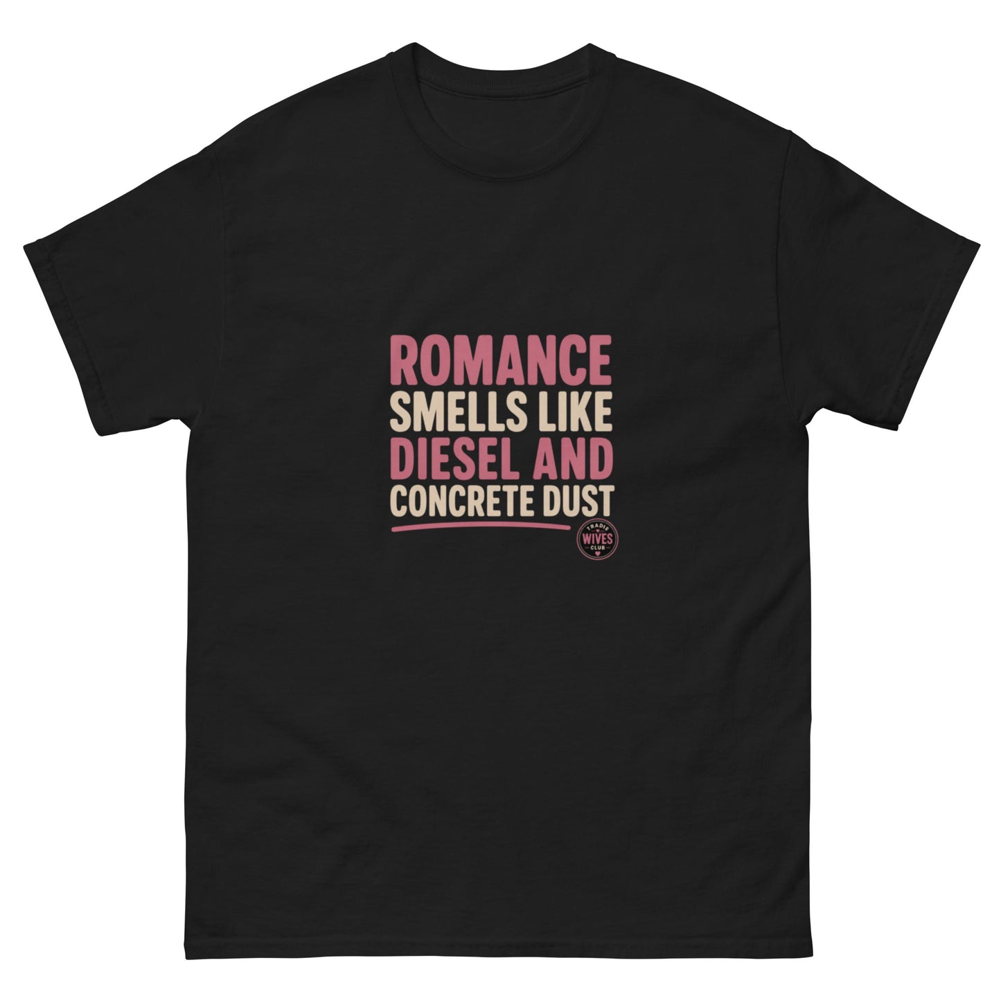 Romance Smells Like Diesel & Concrete Dust tee - black mockup